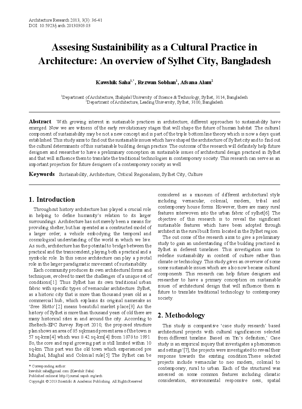 Assesing Sustainibility As A Cultural Practice In Architecture An Overview Of Sylhet City, Bangladesh - Page 2