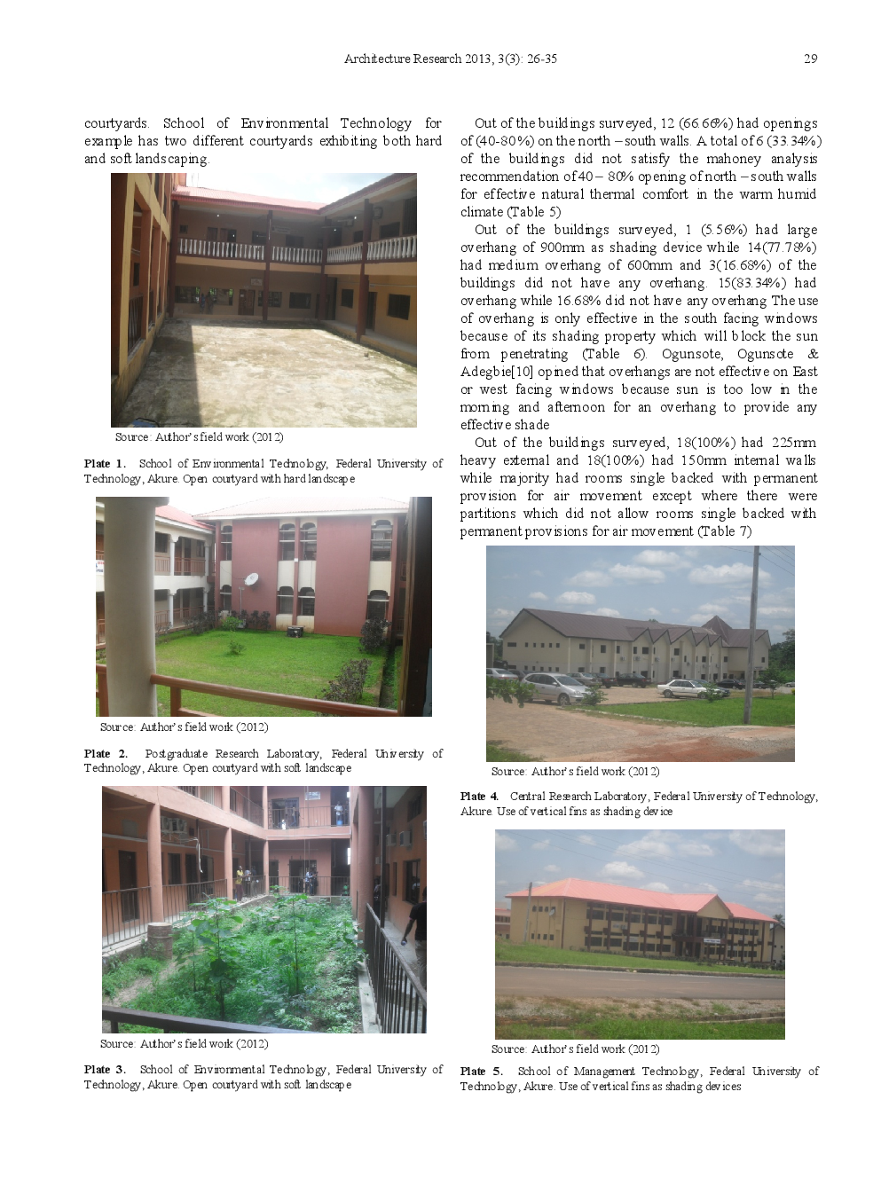 Assessment Of Educational Building Designs For Passive Energy In Nigeria A Case Study Of Federal University Of Technology, Akure - Page 5