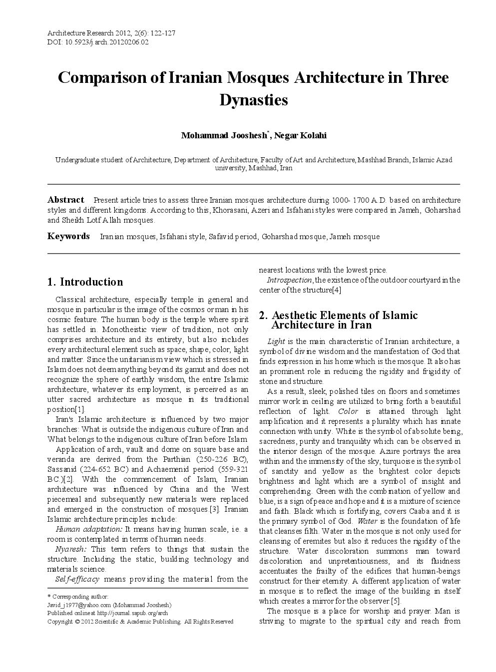 Comparison Of Iranian Mosques Architecture In Three Dynasties - Page 2