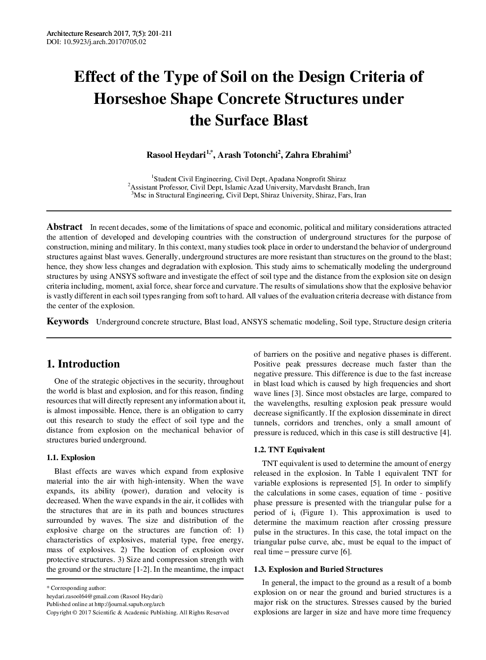 Effect Of The Type Of Soil On The Design Criteria Of Horseshoe Shape Concrete Structures Under The Surface Blast - Page 2