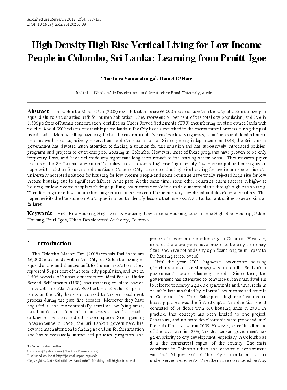 High Density High Rise Vertical Living For Low Income People In Colombo, Sri Lanka Learning From Pruitt-Igoe - Page 2