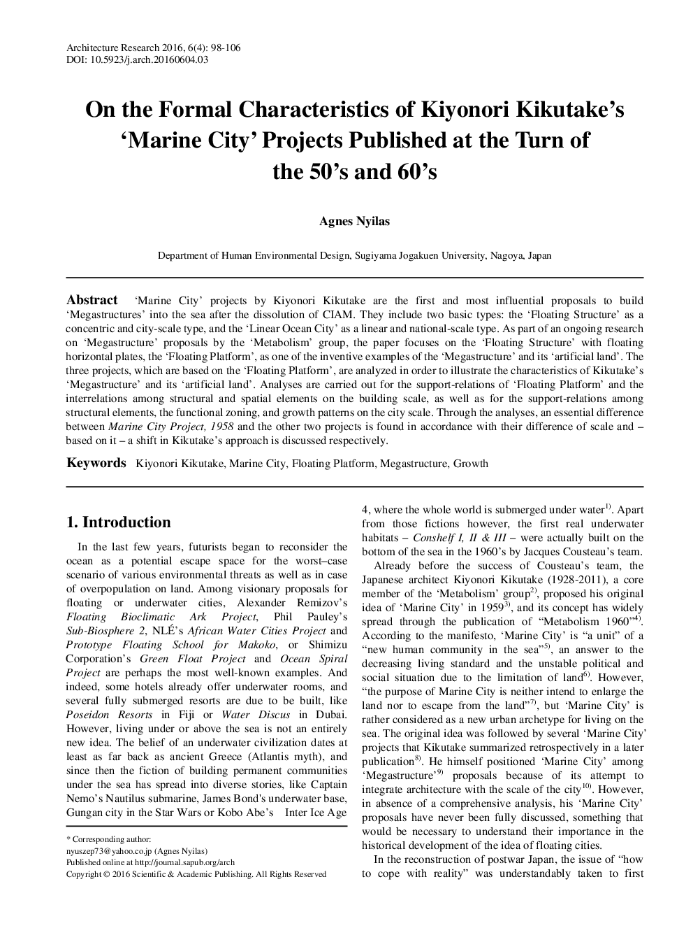 On The Formal Characteristics Of Kiyonori Kikutake’s ‘Marine City’ Projects Published At The Turn Of The 50’s And 60’s - Page 2