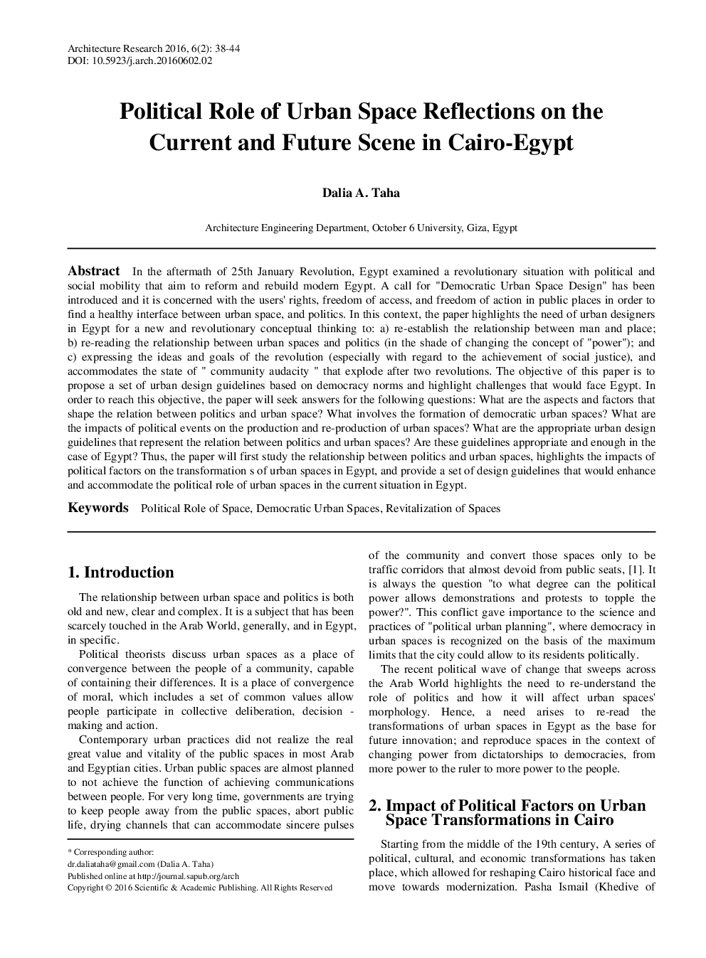 Political Role Of Urban Space Reflections On The Current And Future Scene In Cairo-Egypt - Page 2