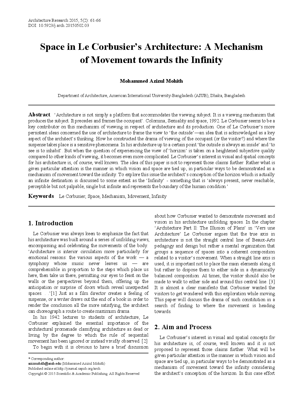 Space In Le Corbusier’s Architecture A Mechanism Of Movement Towards The Infinity - Page 2