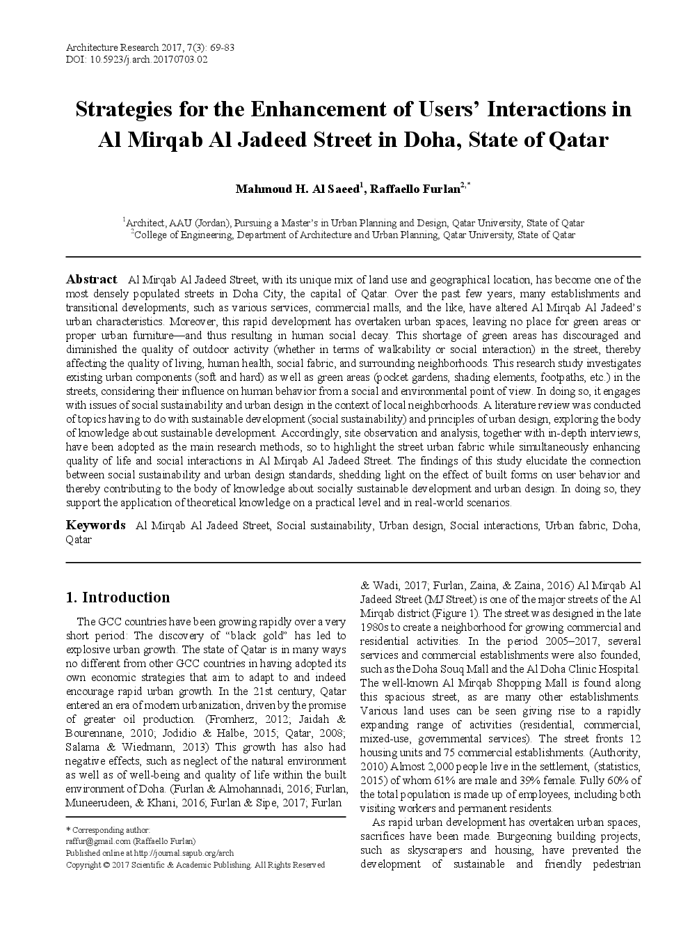 Strategies For The Enhancement Of Users' Interactions In Al Mirqab Al Jadeed Street In Doha, State Of Qatar - Page 2