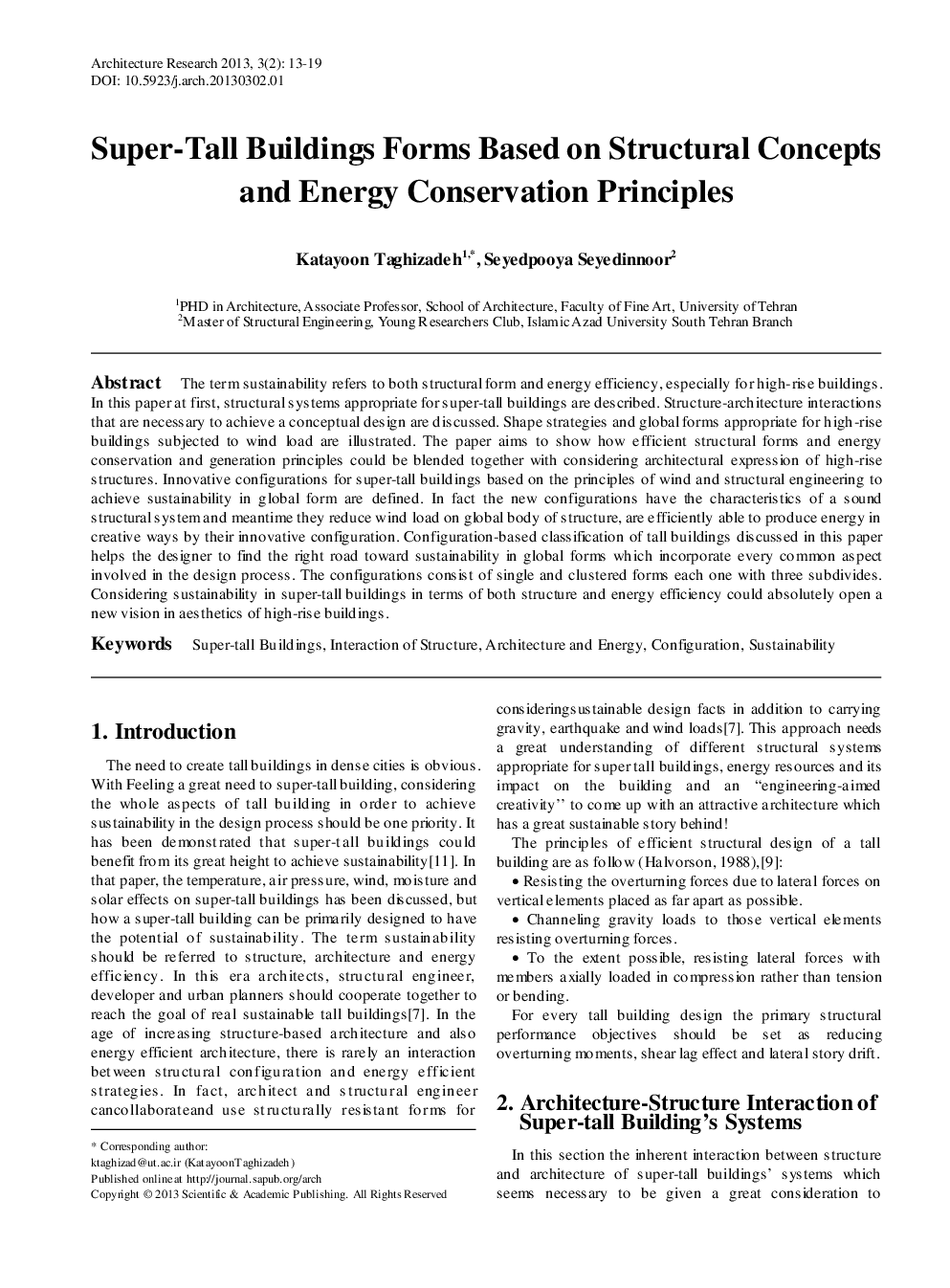 Super-Tall Buildings Forms Based On Structural Concepts And Energy Conservation Principles - Page 2