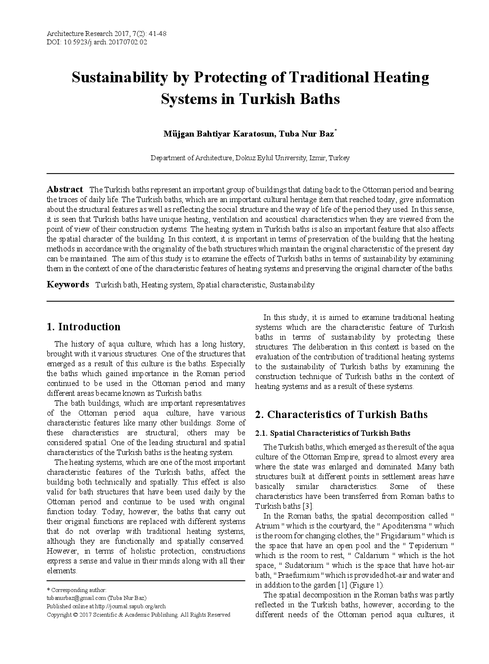 Sustainability By Protecting Of Traditional Heating Systems In Turkish Baths - Page 2