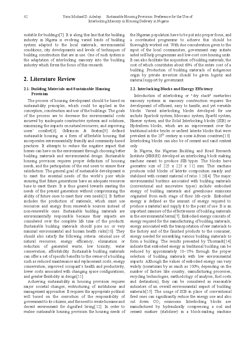 Sustainable Housing Provision Preference For The Use Of Interlocking Masonry In Housing Delivery In Nigeria - Page 3