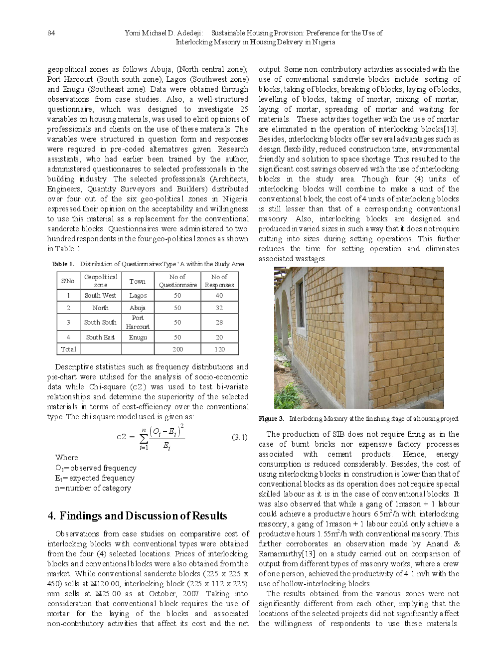 Sustainable Housing Provision Preference For The Use Of Interlocking Masonry In Housing Delivery In Nigeria - Page 5