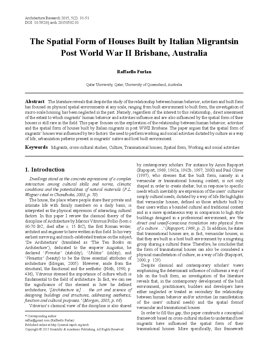 The Spatial Form Of Houses Built By Italian Migrantsin Post World War II Brisbane, Australia - Page 2