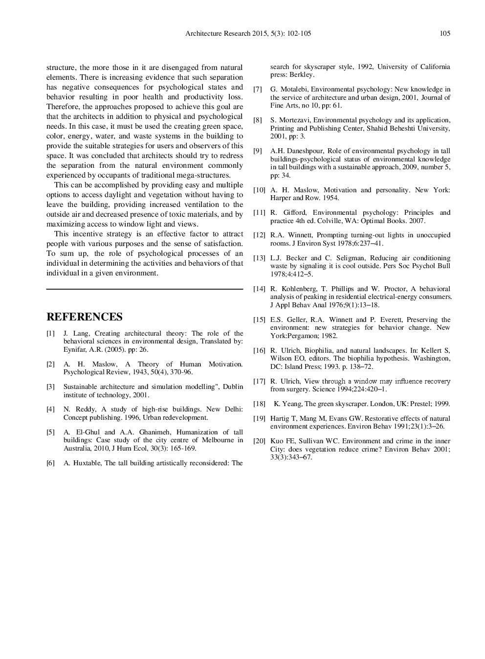 The Study Of Environmental Psychology In Tall Buildings With Sustainable Architecture Approach - Page 5