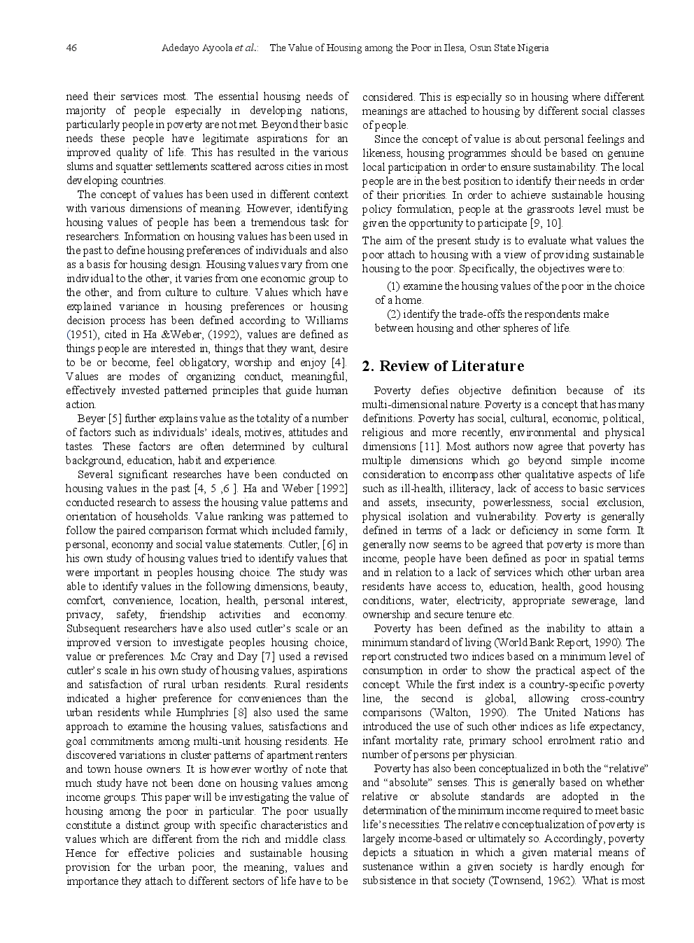 The Value Of Housing Among The Poor In Ilesa, Osun State Nigeria - Page 3