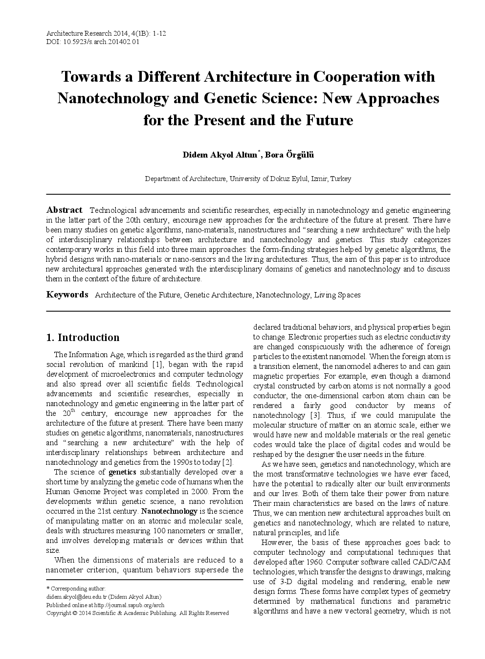 Towards A Different Architecture In Cooperation With Nanotechnology And Genetic Science New Approaches For The Present And The Future - Page 2