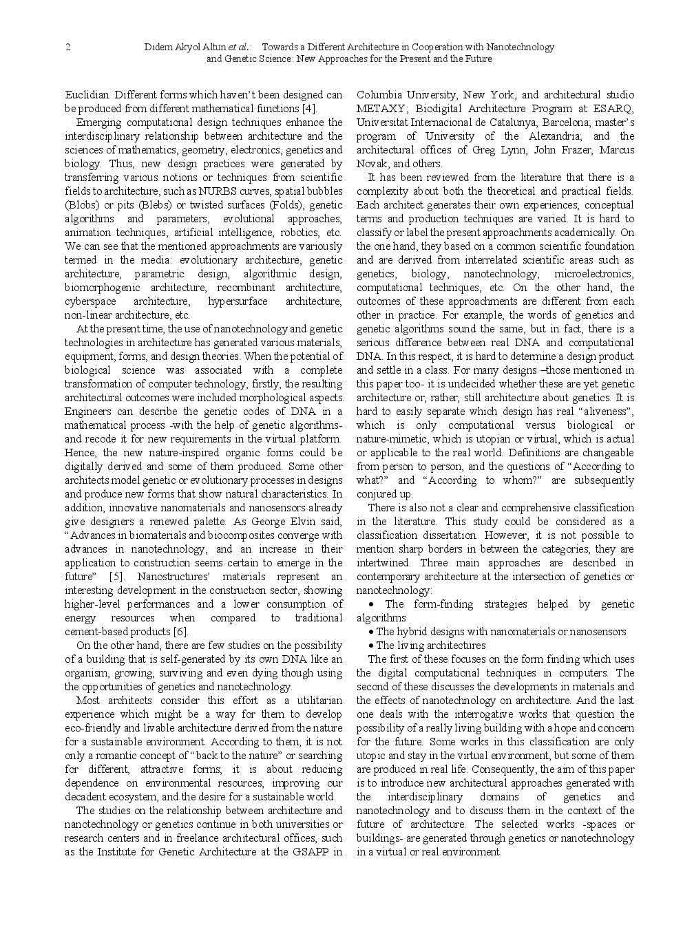 Towards A Different Architecture In Cooperation With Nanotechnology And Genetic Science New Approaches For The Present And The Future - Page 3