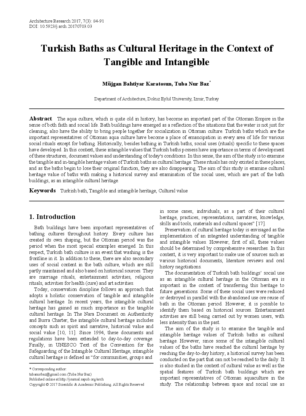 Turkish Baths As Cultural Heritage In The Context Of Tangible And Intangible - Page 2