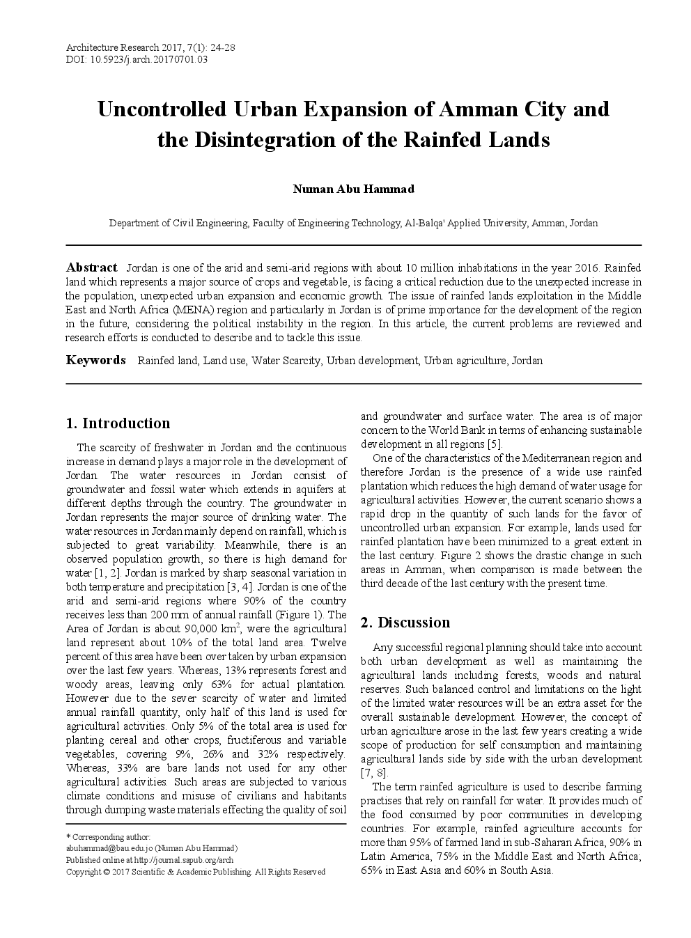 Uncontrolled Urban Expansion Of Amman City And The Disintegration Of The Rainfed Lands - Page 2