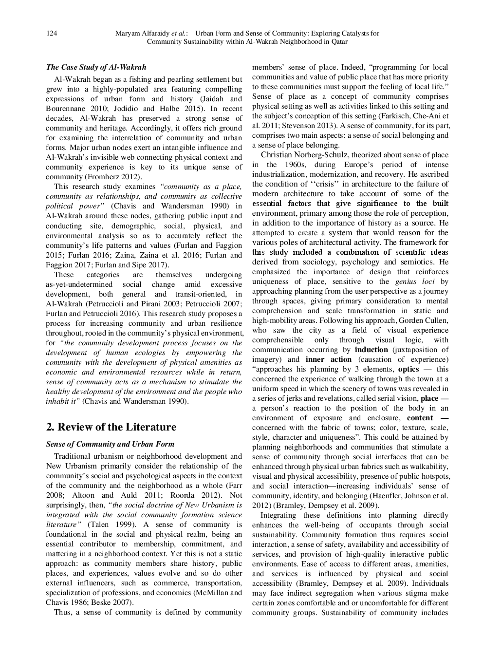 Urban Form And Sense Of Community Exploring Catalysts For Community Sustainability Within Al-Wakrah Neighborhood In Qatar - Page 3