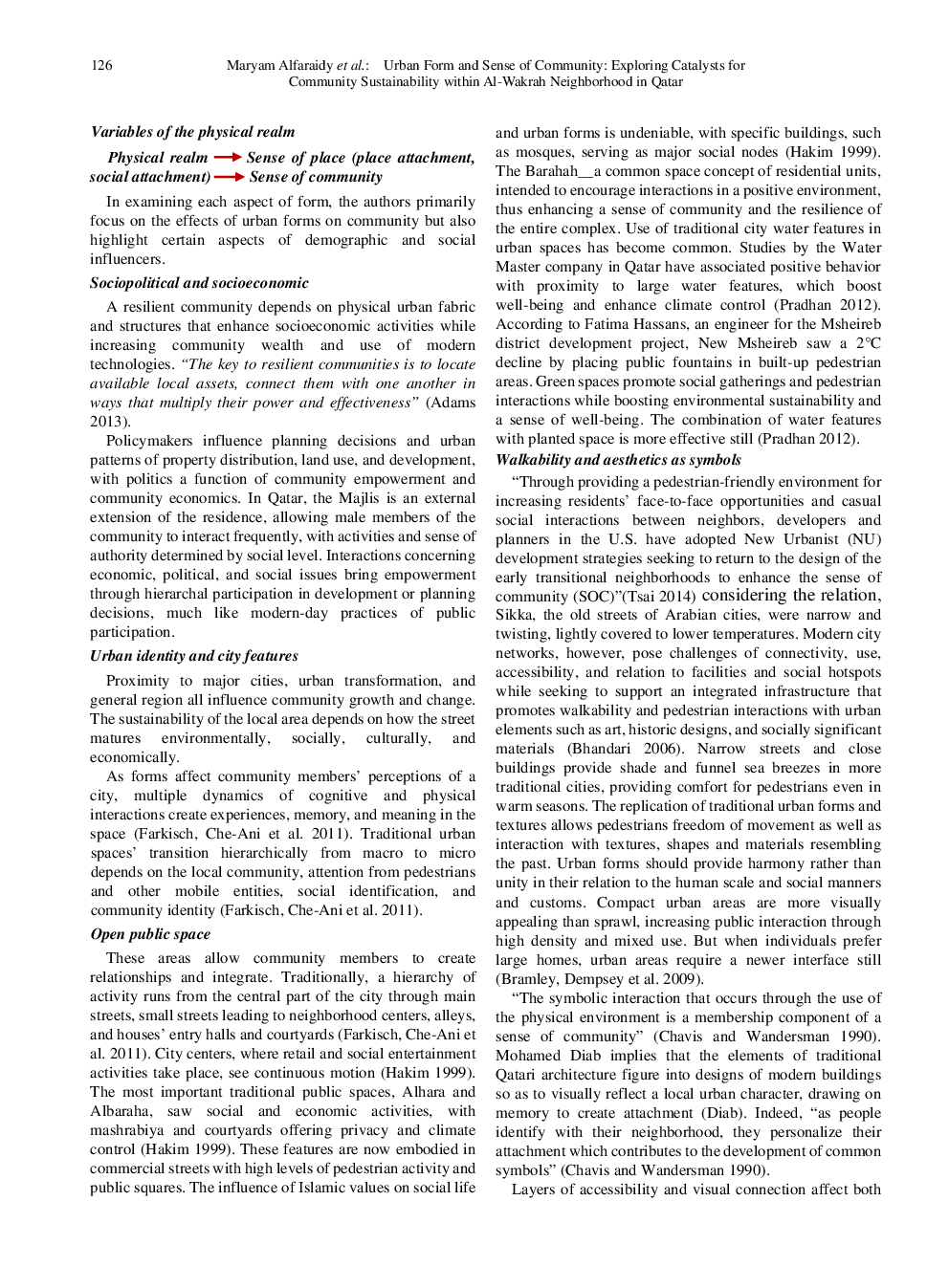 Urban Form And Sense Of Community Exploring Catalysts For Community Sustainability Within Al-Wakrah Neighborhood In Qatar - Page 5