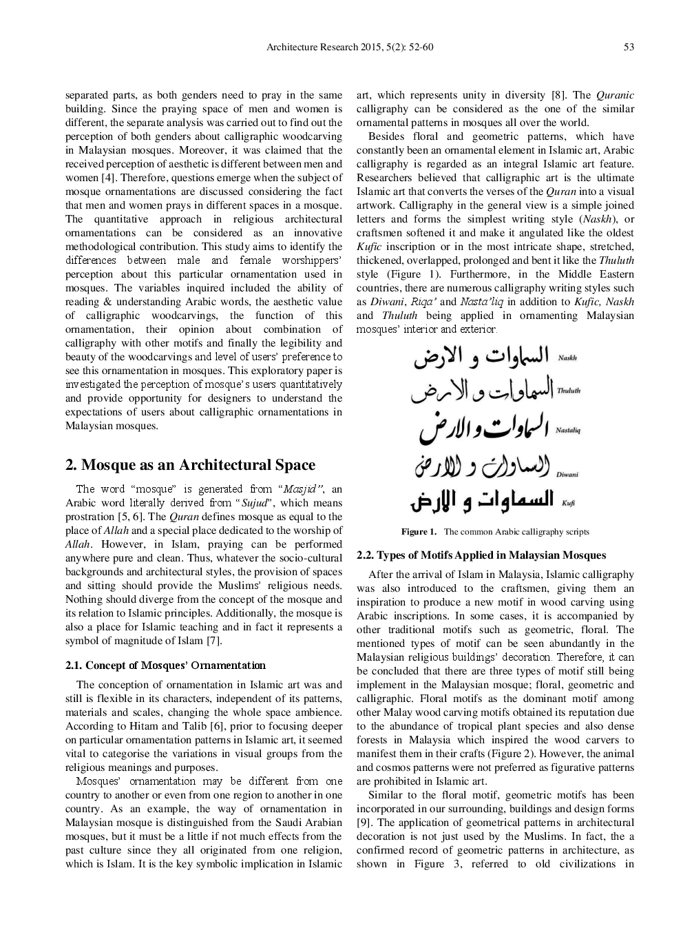 Users’ Perceptions Of Different Genders About Calligraphic Woodcarving Ornamentations In Malaysian Mosques - Page 3