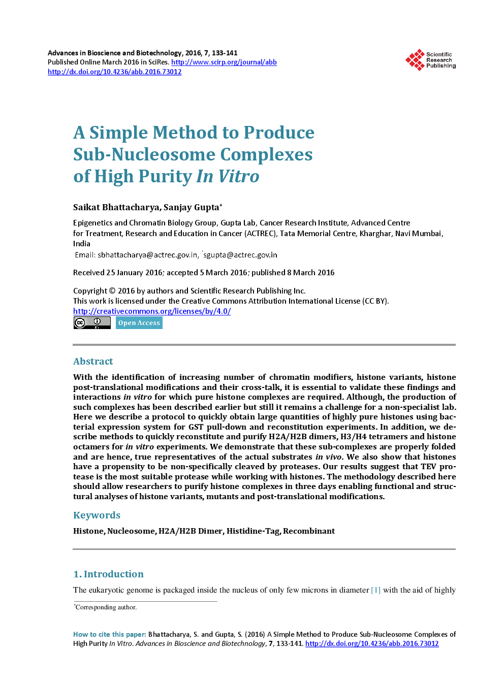 A Simple Method To Produce Sub-Nucleosome Complexes Of High Purity In Vitro - Page 2