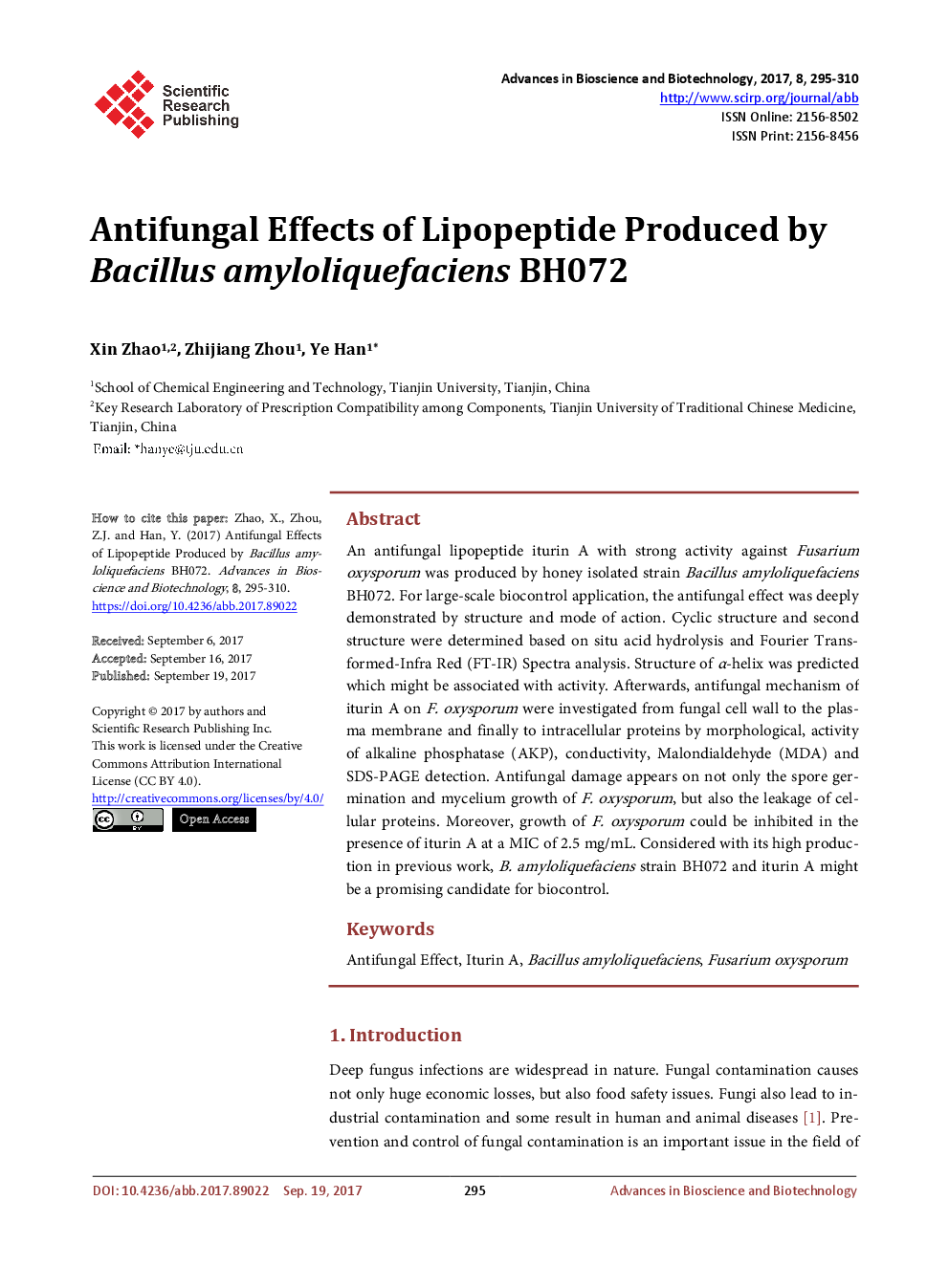 Antifungal Effects Of Lipopeptide Produced By Bacillus Amyloliquefaciens BH072 - Page 2