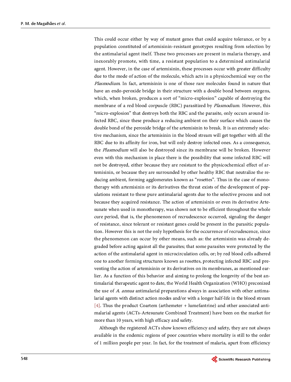 Artemisia Annua: A New Version Of A Traditional Tea Under Randomized, Controlled Clinical Trial For The Treatment Of Malaria - Page 5