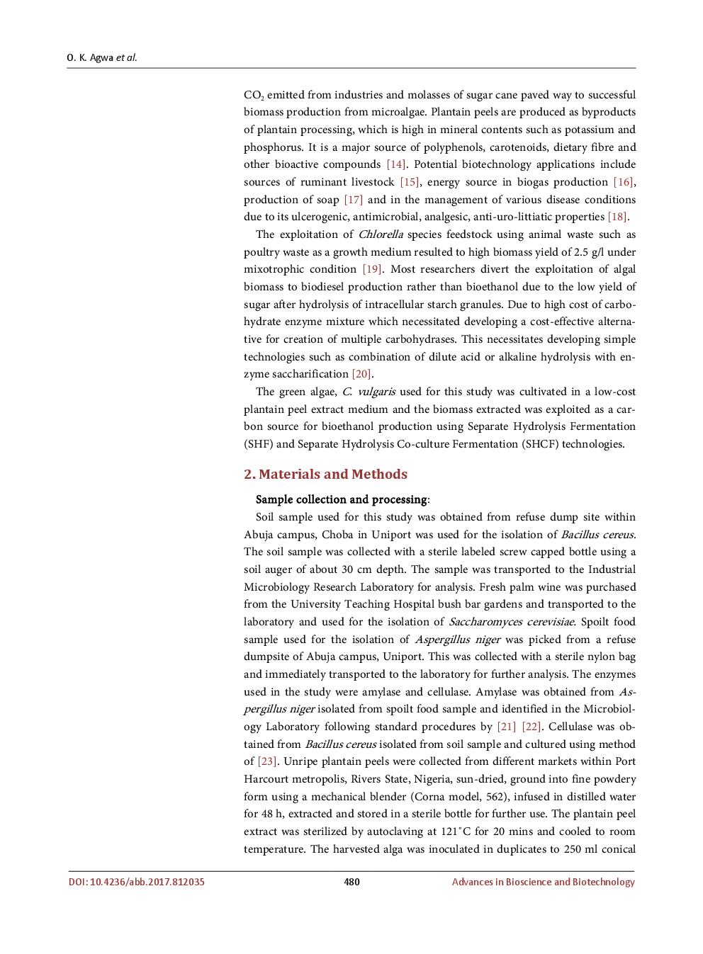 Bioethanol Production From Chlorella Vulgaris Biomass Cultivated With Plantain (Musa paradisiaca) Peels Extract - Page 4