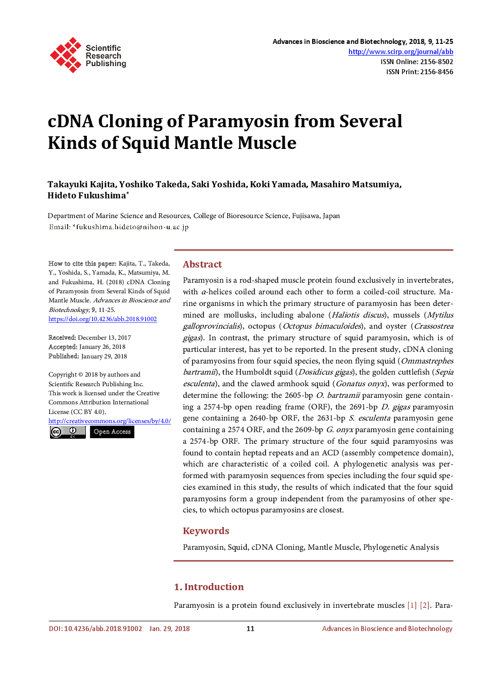 CDNA Cloning Of Paramyosin From Several Kinds Of Squid Mantle Muscle - Page 2