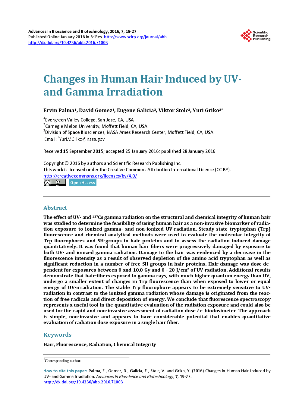 Changes In Human Hair Induced By Uvand Gamma Irradiation - Page 2