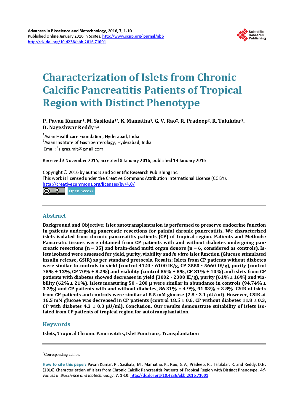 Characterization Of Islets From Chronic Calcific Pancreatitis Patients Of Tropical Region With Distinct Phenotype - Page 2