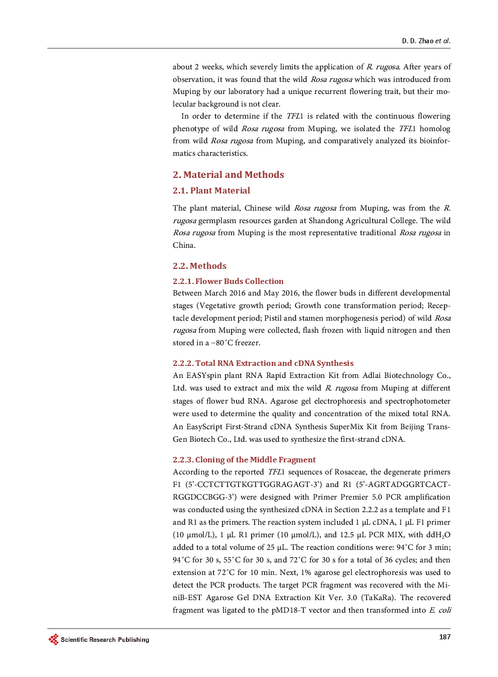 Cloning And Bioinformatics Analysis Of Rosa Rugosa TFL1 Gene (RrTFL1) - Page 4