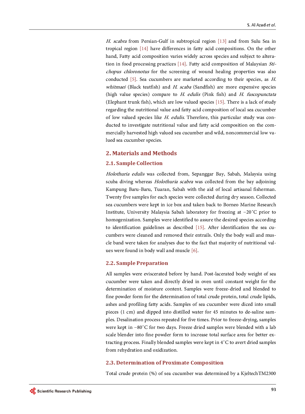 Comparison Of Fatty Acid And Proximate Composition Between Holothuria Edulis And Holothuria Scabra Collected From Coastal Water Of Sabah, Malaysia - Page 4