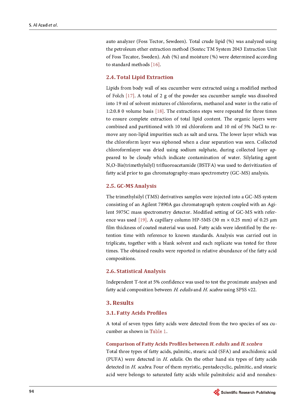 Comparison Of Fatty Acid And Proximate Composition Between Holothuria Edulis And Holothuria Scabra Collected From Coastal Water Of Sabah, Malaysia - Page 5