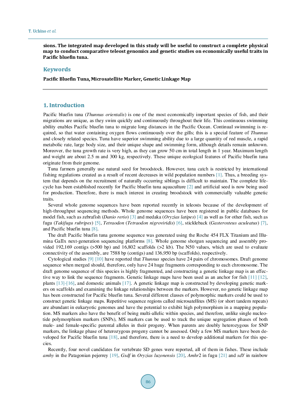 Constructing Genetic Linkage Maps Using the Whole Genome Sequence Of Pacific Bluefin Tuna (Thunnus Orientalis) And A Comparison of Chromosome Structure Among Teleost Species - Page 3