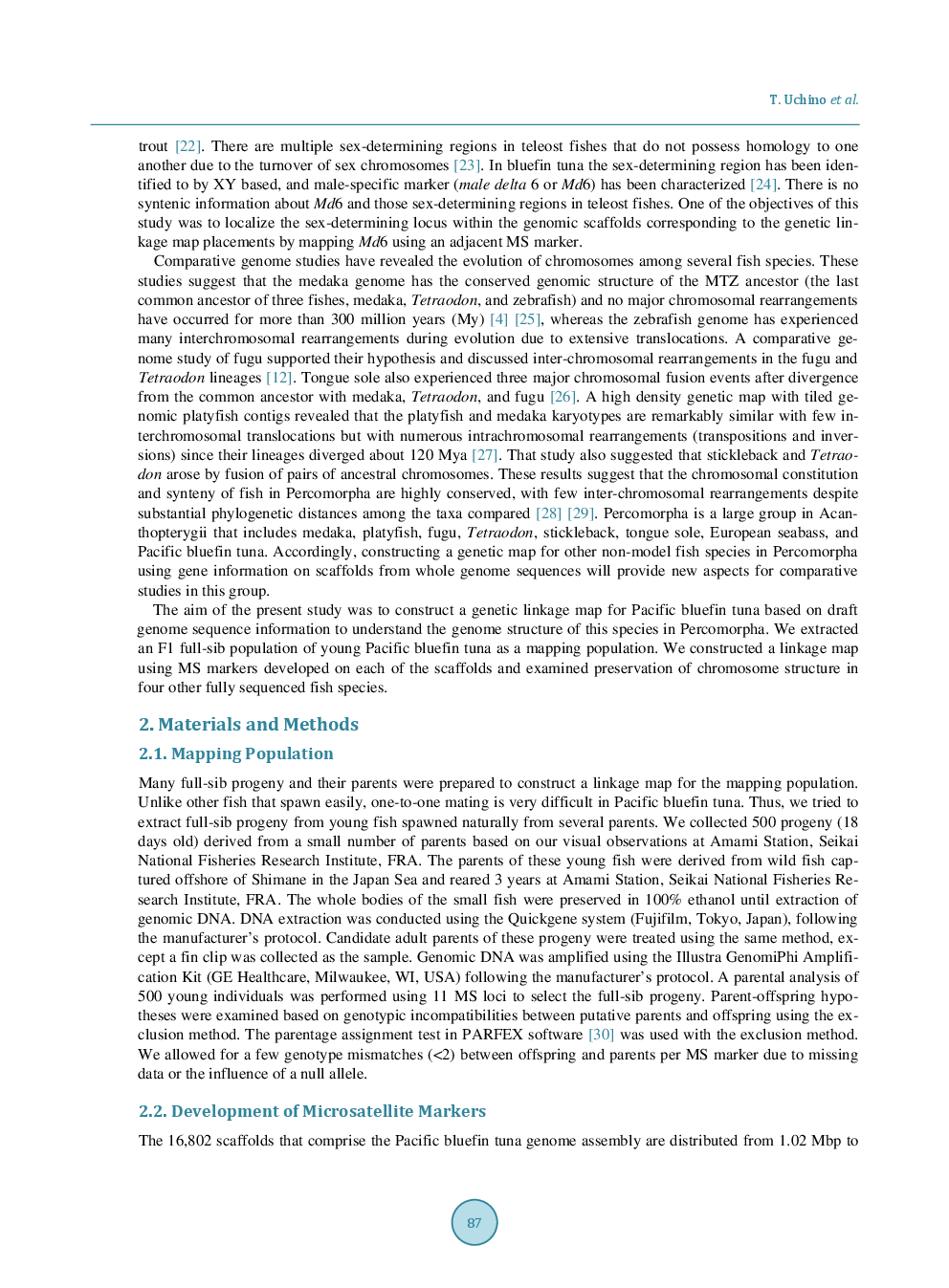 Constructing Genetic Linkage Maps Using the Whole Genome Sequence Of Pacific Bluefin Tuna (Thunnus Orientalis) And A Comparison of Chromosome Structure Among Teleost Species - Page 4