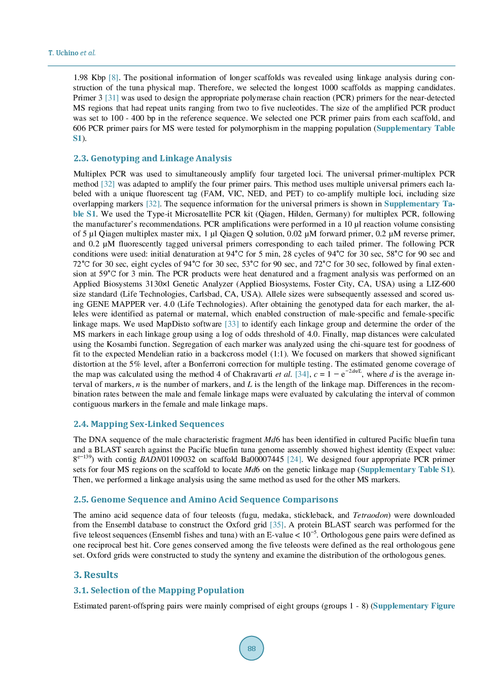 Constructing Genetic Linkage Maps Using the Whole Genome Sequence Of Pacific Bluefin Tuna (Thunnus Orientalis) And A Comparison of Chromosome Structure Among Teleost Species - Page 5