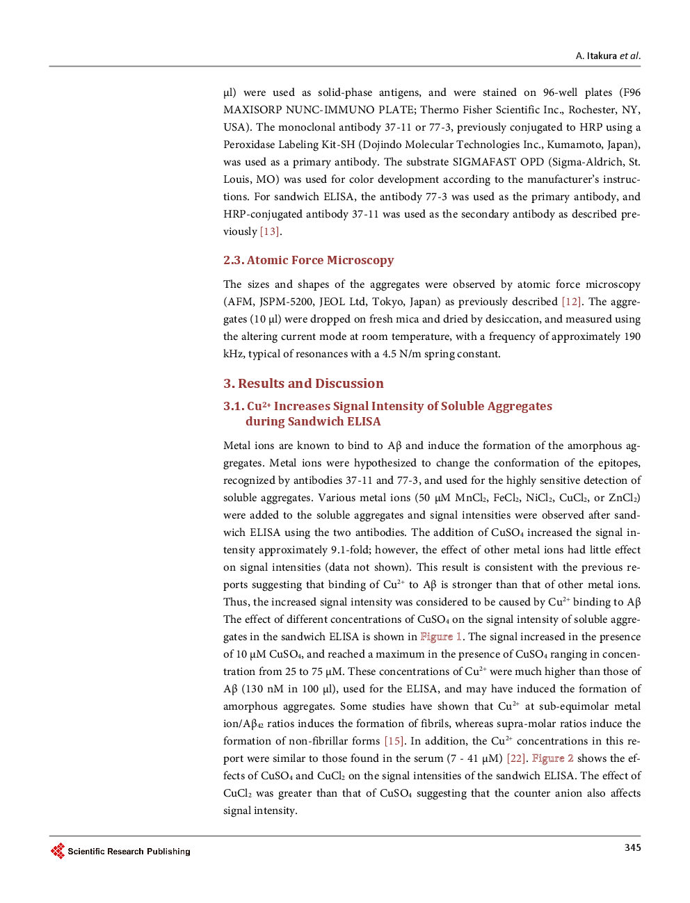 Copper Ions Enhance Signal Intensity Of Sandwich ELISA For Amorphous Aggregates Of Amyloid-β42 - Page 4