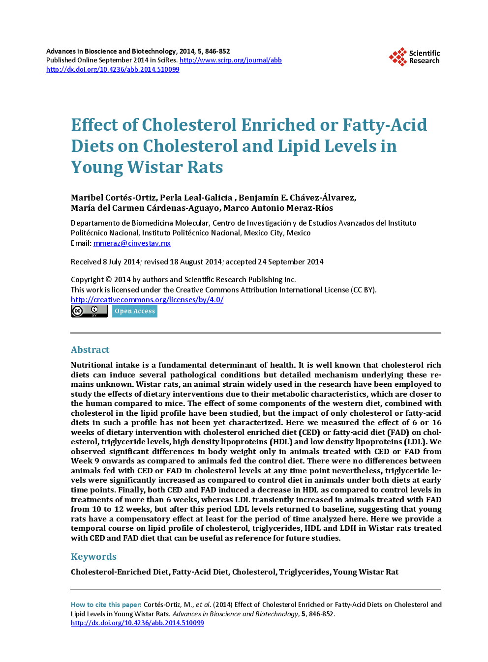 Effect Of Cholesterol Enriched Or Fatty-Acid Diets On Cholesterol And Lipid Levels In Young Wistar Rats - Page 2