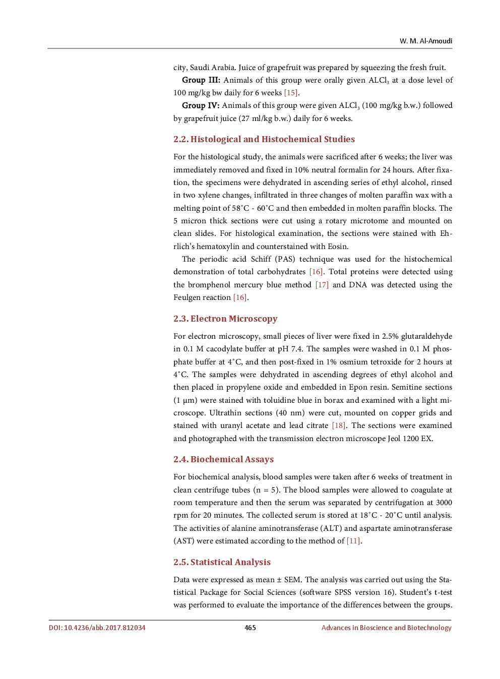 Effect Of Grapefruit Juice On Aluminum-Induced Hepatotoxicity In Albino Rats: Histological, Ultrastructural And Histochemical Assessment - Page 4