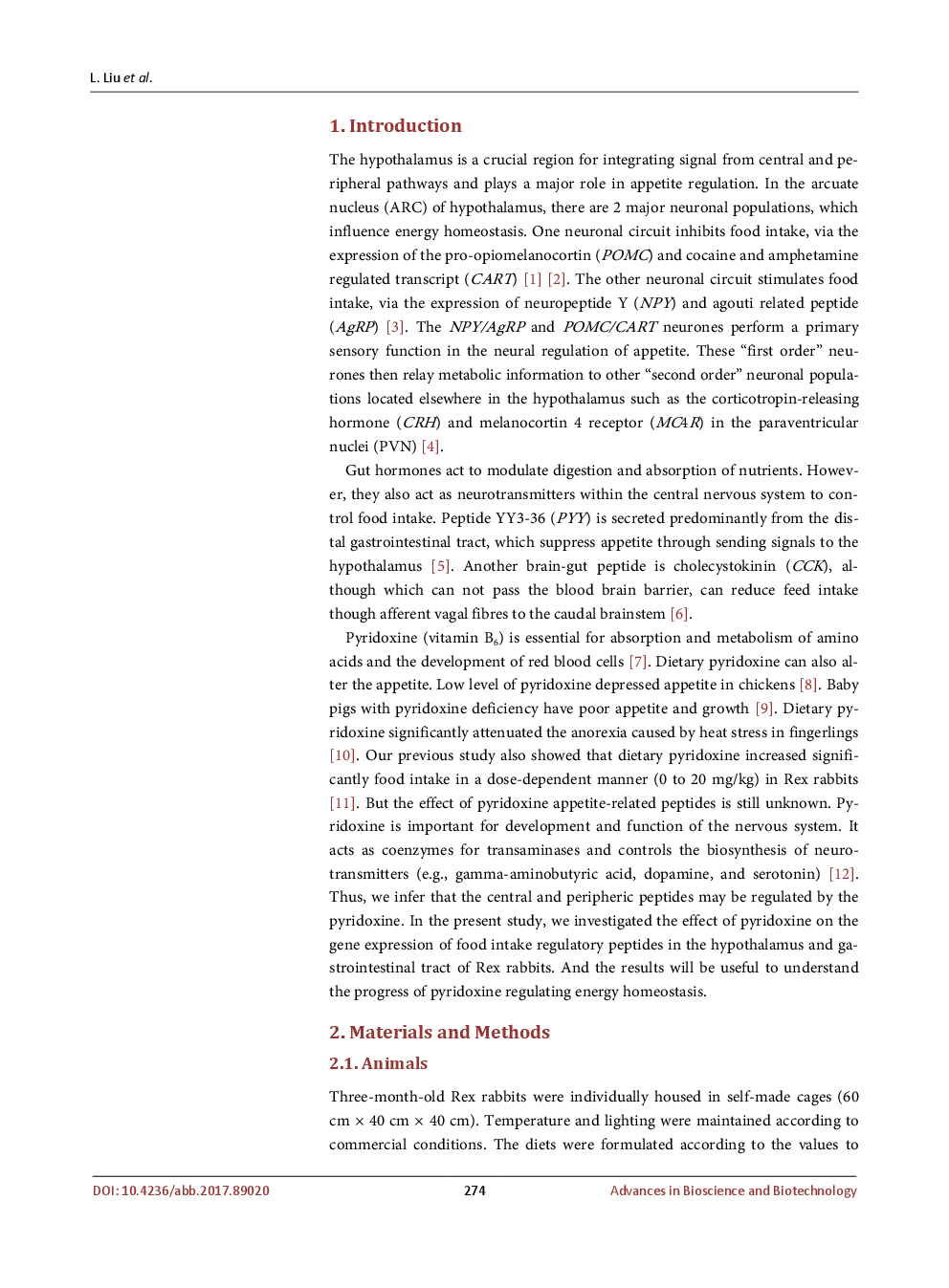 Effects Of Pyridoxine on Selected Appetite Regulating Peptides mRNA Expression in Hypothalamic PVN/ARC Nuclei And Gastrointestinal Tract Tissues - Page 3