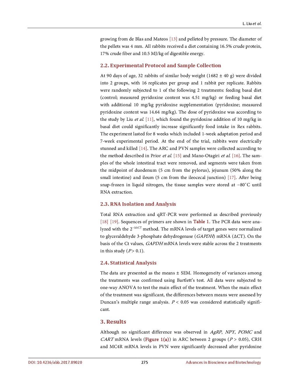 Effects Of Pyridoxine on Selected Appetite Regulating Peptides mRNA Expression in Hypothalamic PVN/ARC Nuclei And Gastrointestinal Tract Tissues - Page 4