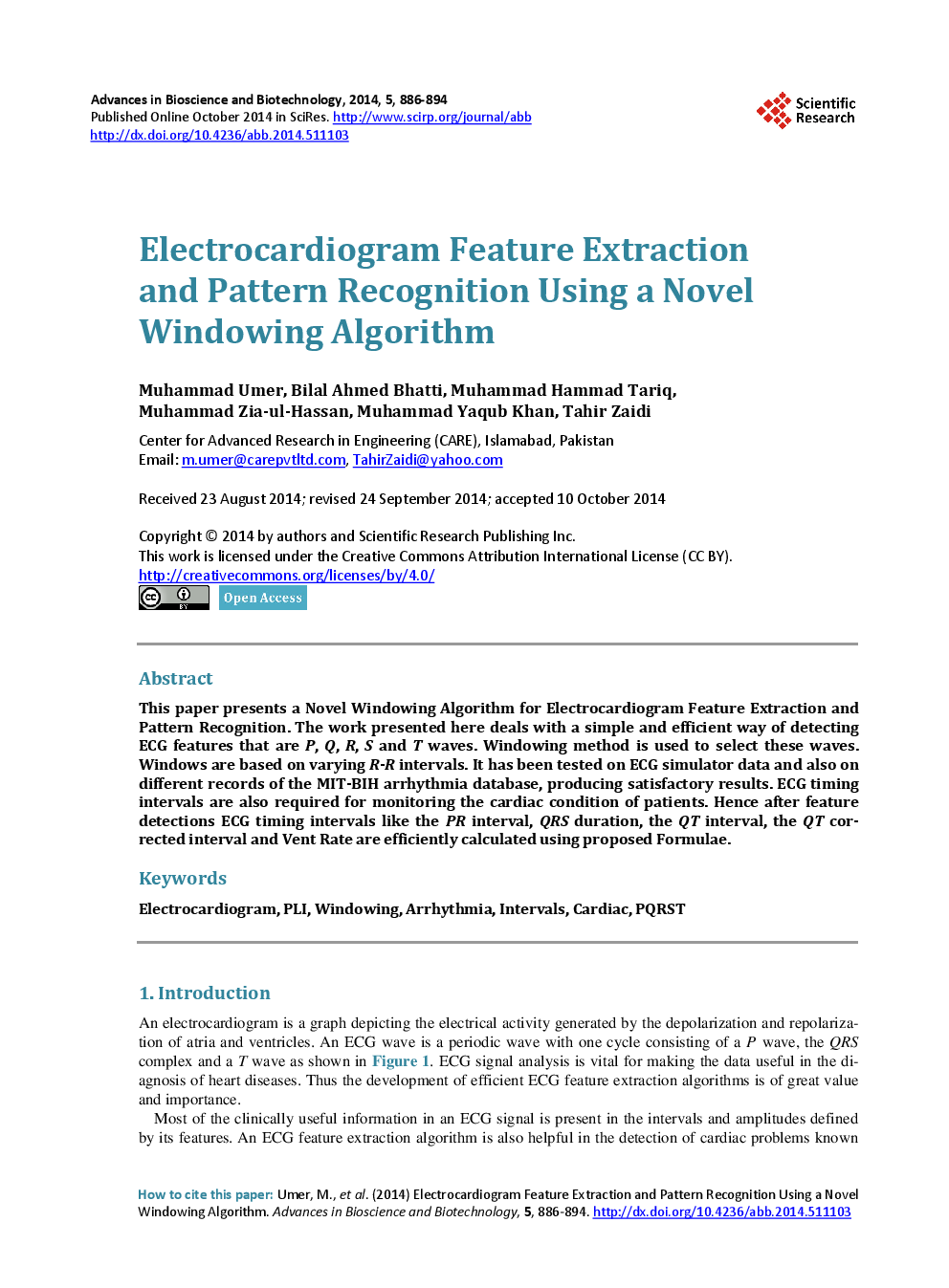 Electrocardiogram Feature Extraction And Pattern Recognition Using A Novel Windowing Algorithm - Page 2