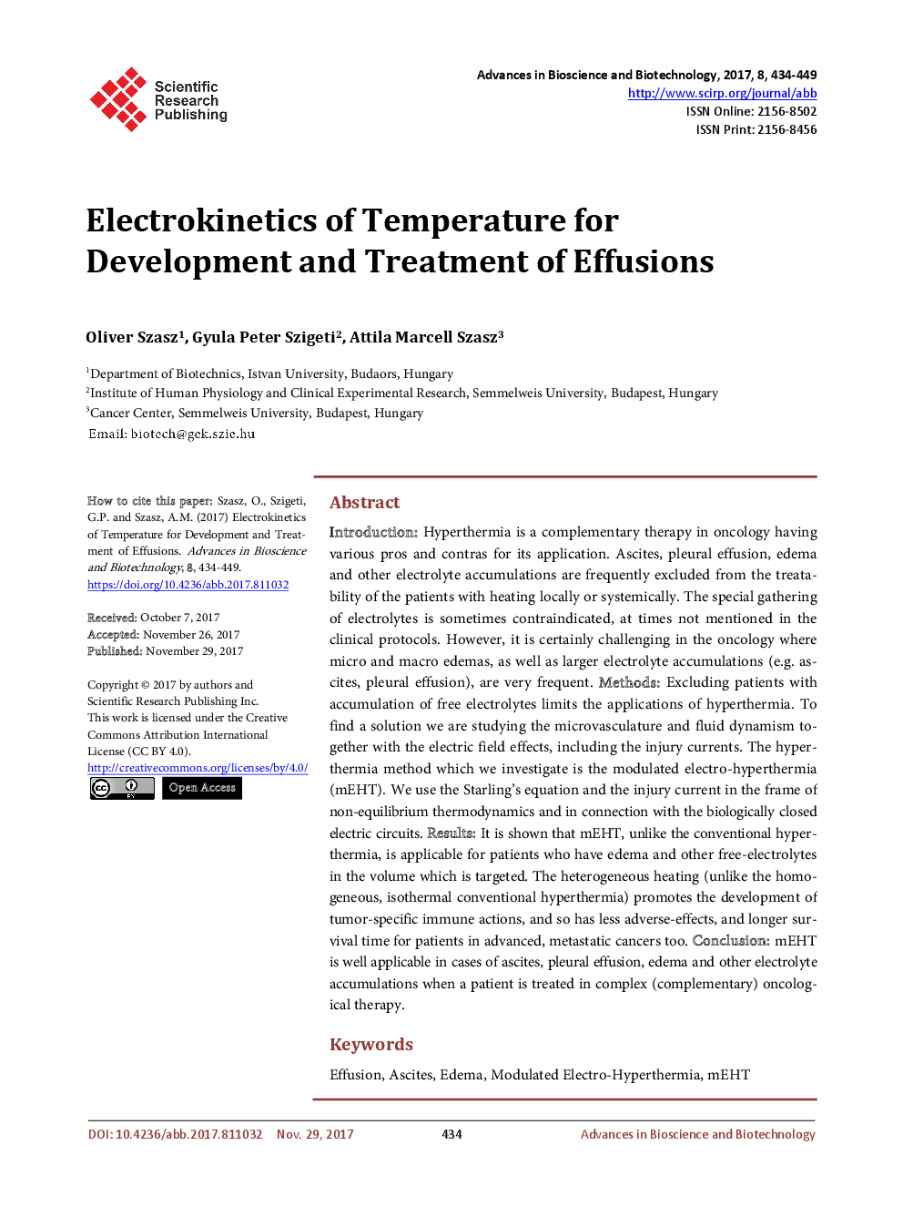 Electrokinetics Of Temperature For Development And Treatment Of Effusions - Page 2