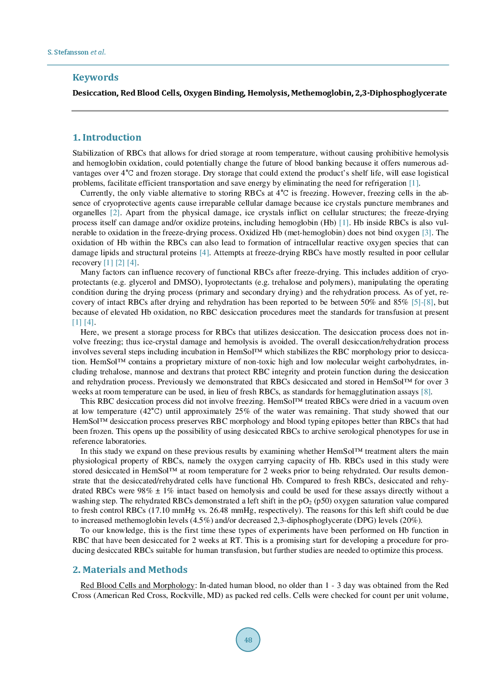 Improving Oxygen Binding Of Desiccated Human Red Blood Cells - Page 3