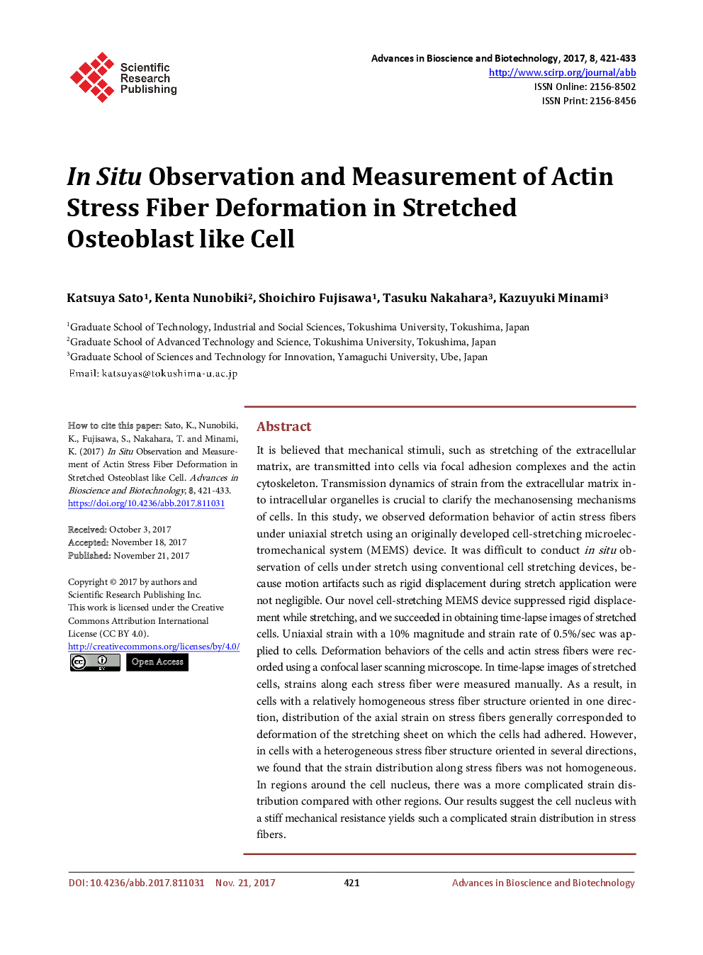 In Situ Observation And Measurement Of Actin Stress Fiber Deformation In Stretched Osteoblast like Cell - Page 2