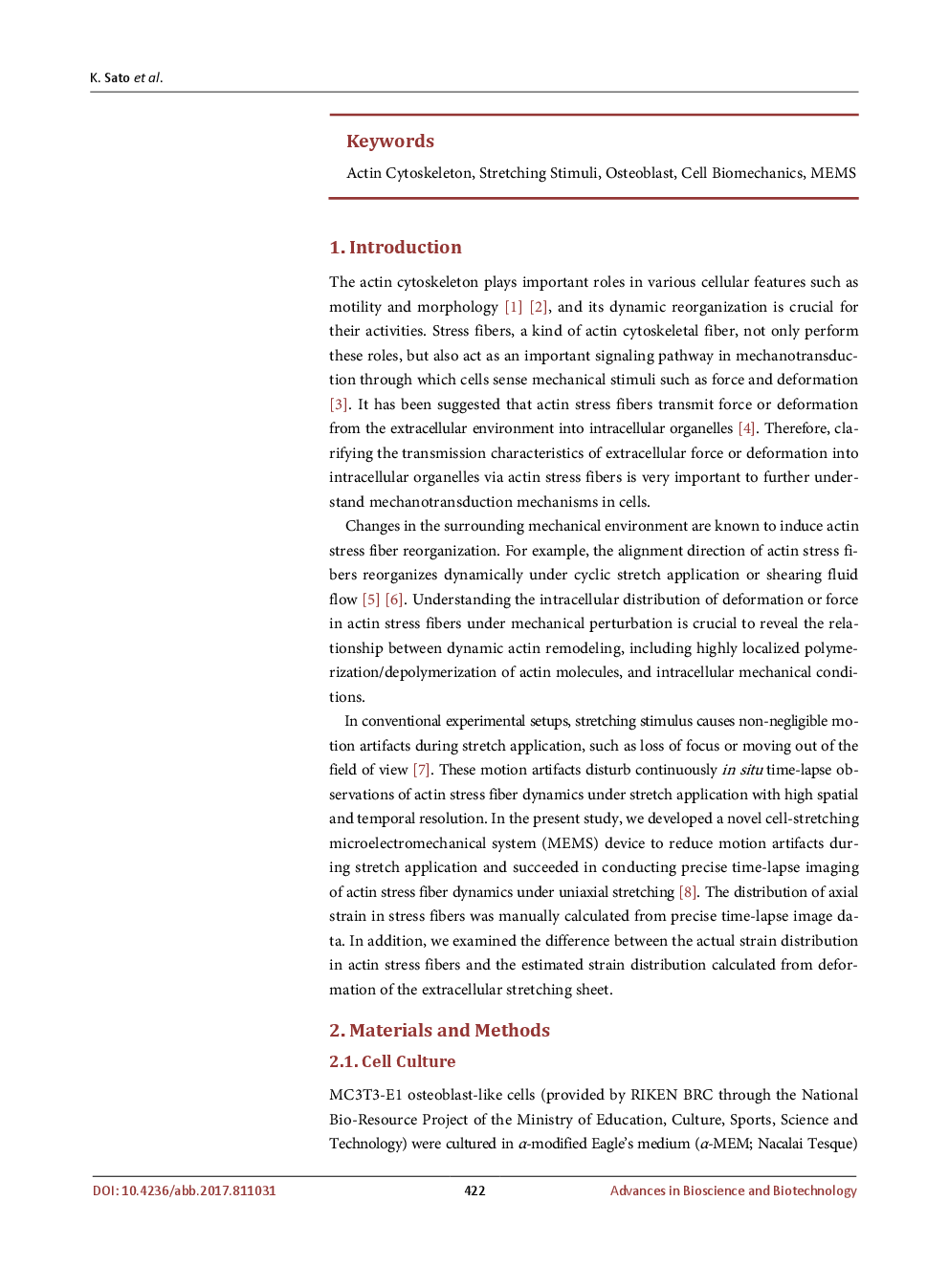 In Situ Observation And Measurement Of Actin Stress Fiber Deformation In Stretched Osteoblast like Cell - Page 3