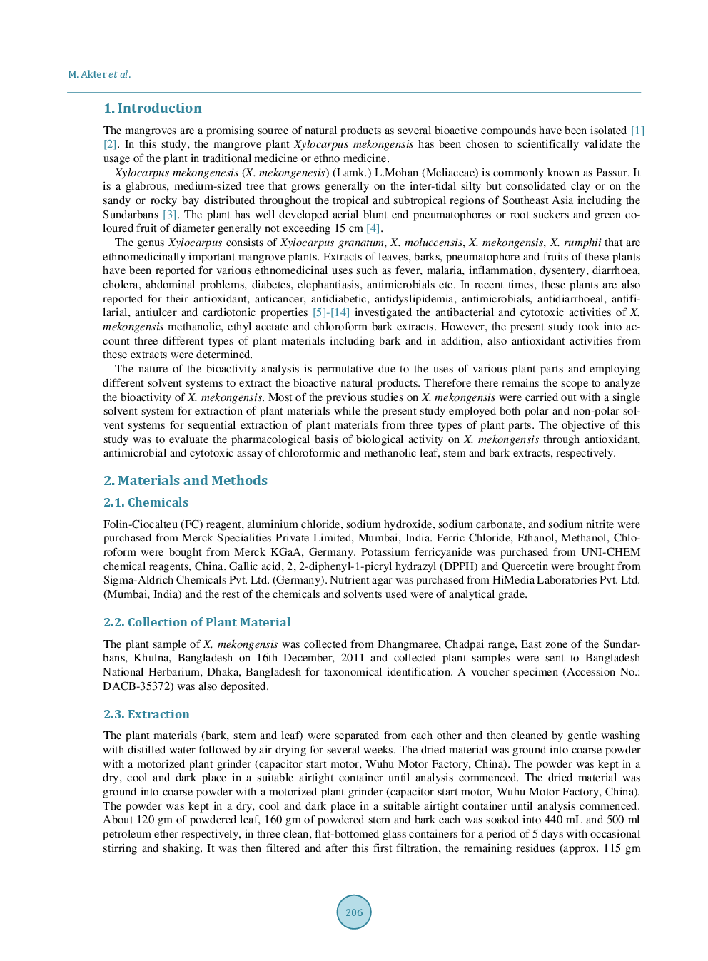 Investigation Of Antibacterial, Cytotoxic And Antioxidant Properties Of The Mangrove Plant Xylocarpus Mekongensis - Page 3