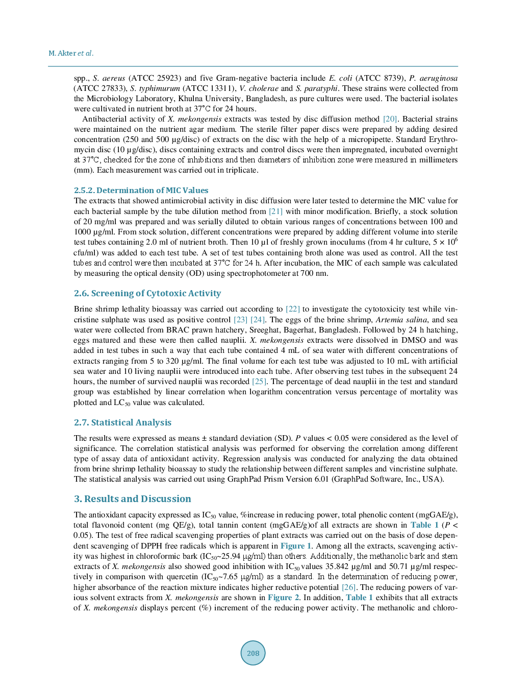 Investigation Of Antibacterial, Cytotoxic And Antioxidant Properties Of The Mangrove Plant Xylocarpus Mekongensis - Page 5
