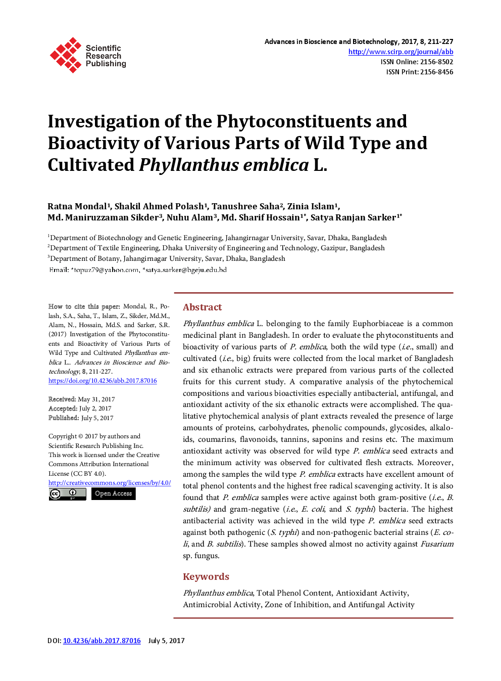Investigation Of The Phytoconstituents And Bioactivity Of Various Parts Of Wild Type And Cultivated Phyllanthus Emblica L. - Page 2