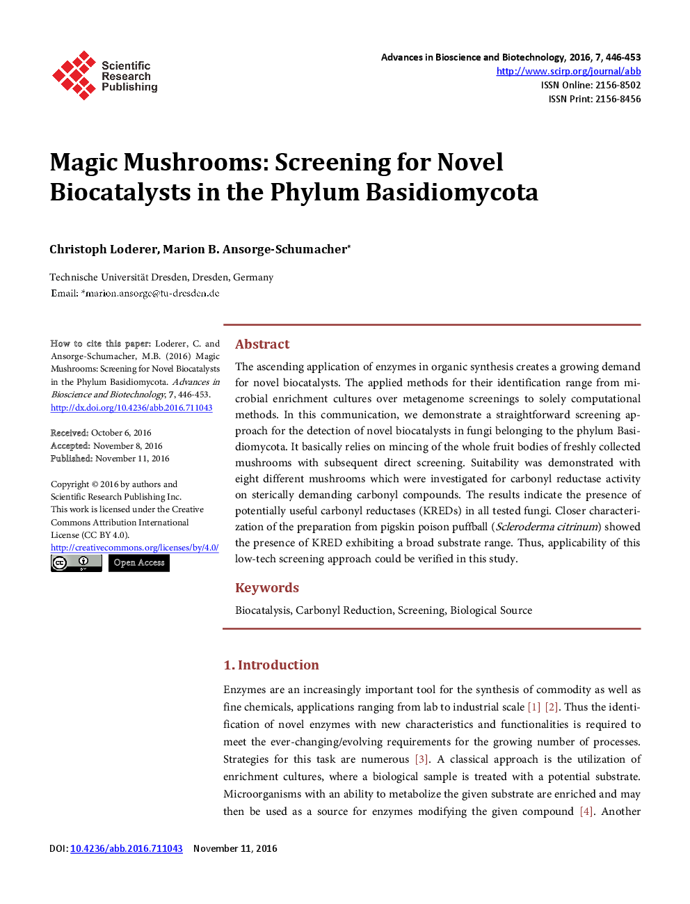 Magic Mushrooms: Screening For Novel Biocatalysts In The Phylum Basidiomycota - Page 2